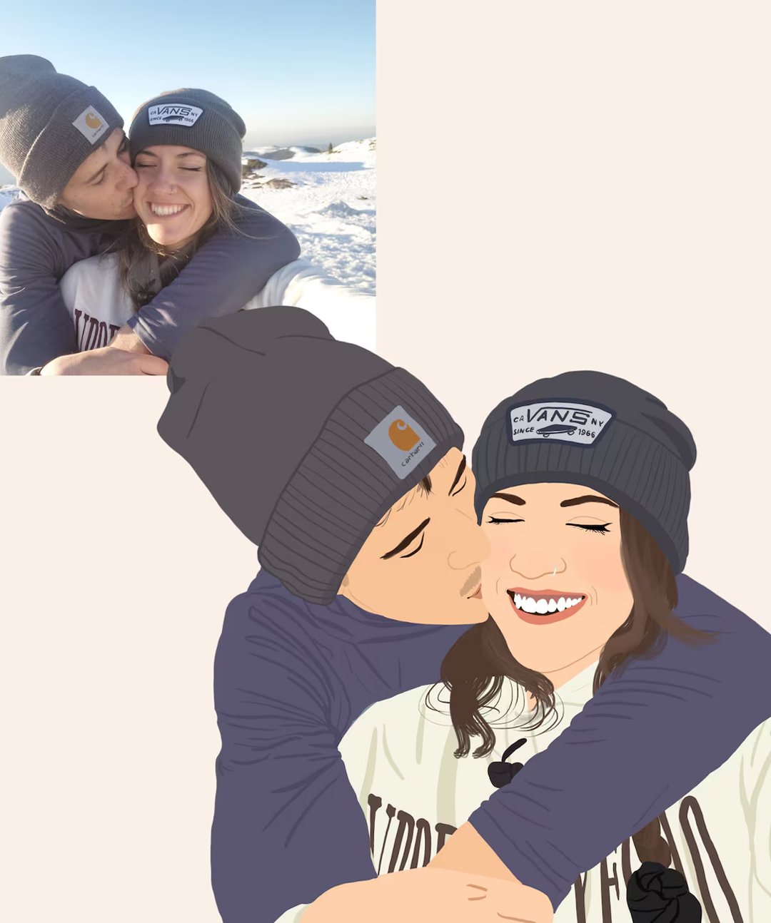 Detailed Colored Personalized Portrait Illustration Artwork - Words On Wall