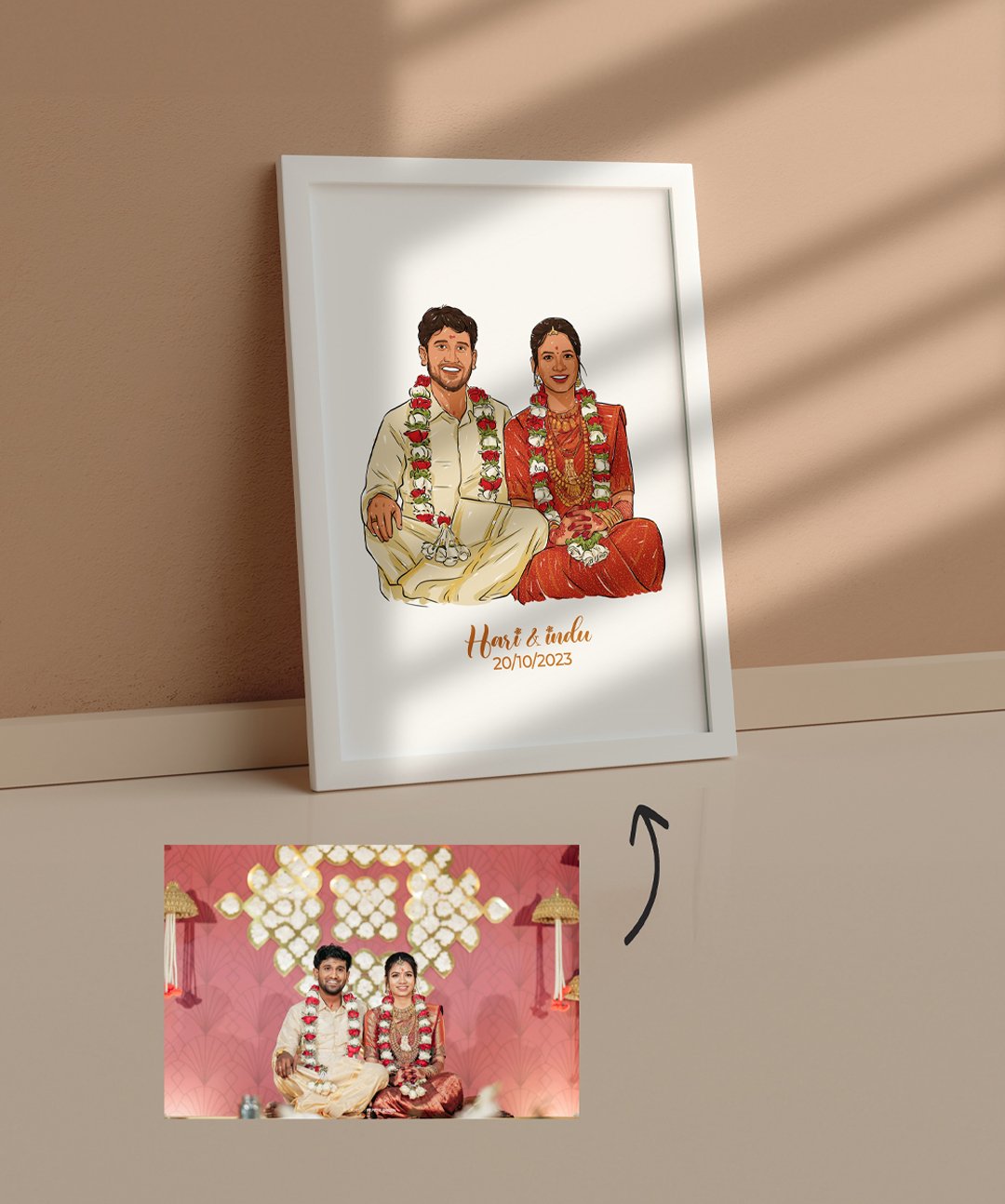 Painting Stroke Styled Colored Personalized Portrait Illustration Artwork - Words On Wall - A3 - White Frame - 1 - Painting Stroke Styled Colored Personalized Portrait Illustration Artwork