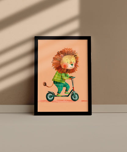 A Tale of a Cub and His Joyful Scooter Ride - Words On Wall - A4 - Black Frame - A Tale of a Cub and His Joyful Scooter Ride