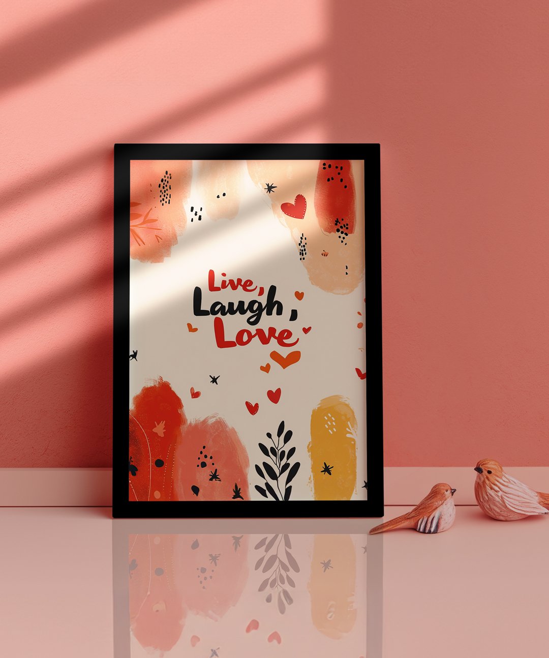 Cherish the Moments, Laugh with Love - Words On Wall - - A3 - Black Frame - Cherish the Moments, Laugh with Love