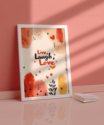 Cherish the Moments, Laugh with Love - Words On Wall - - A3 - White Frame - Cherish the Moments, Laugh with Love