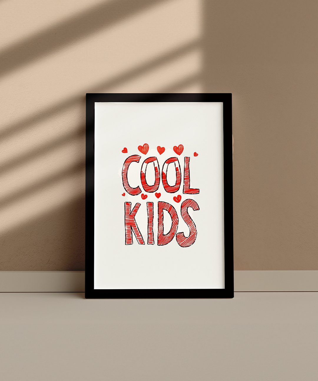 Cool Kids - Words On Wall - A4 - Black Frame - Cool Kids