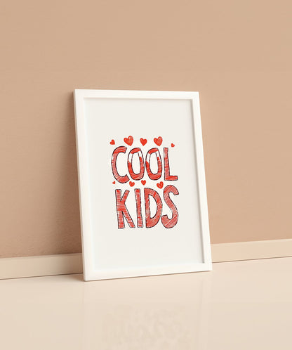 Cool Kids - Words On Wall - A4 - White Frame - Cool Kids