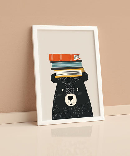 Curious Bear - Words On Wall - A4 - White Frame - Curious Bear