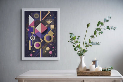 Geometric Symphony - Words On Wall - - A4 - White Frame - Geometric Symphony