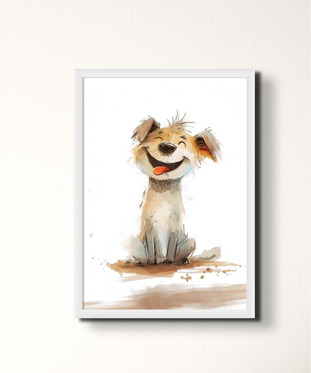 Happy Paws - Words On Wall - - A4 - White Frame - Happy Paws