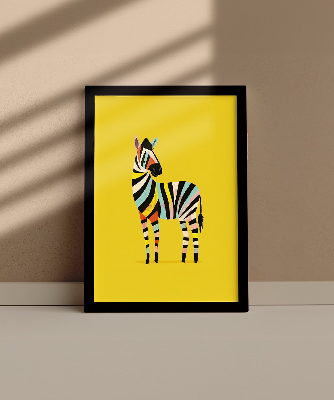 Happy Stripes - Words On Wall - A4 - Black Frame - Happy Stripes