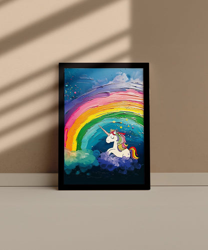 In the Heart of Fantasy, the Unicorn Land - Words On Wall - A4 - Black Frame - In the Heart of Fantasy, the Unicorn Land