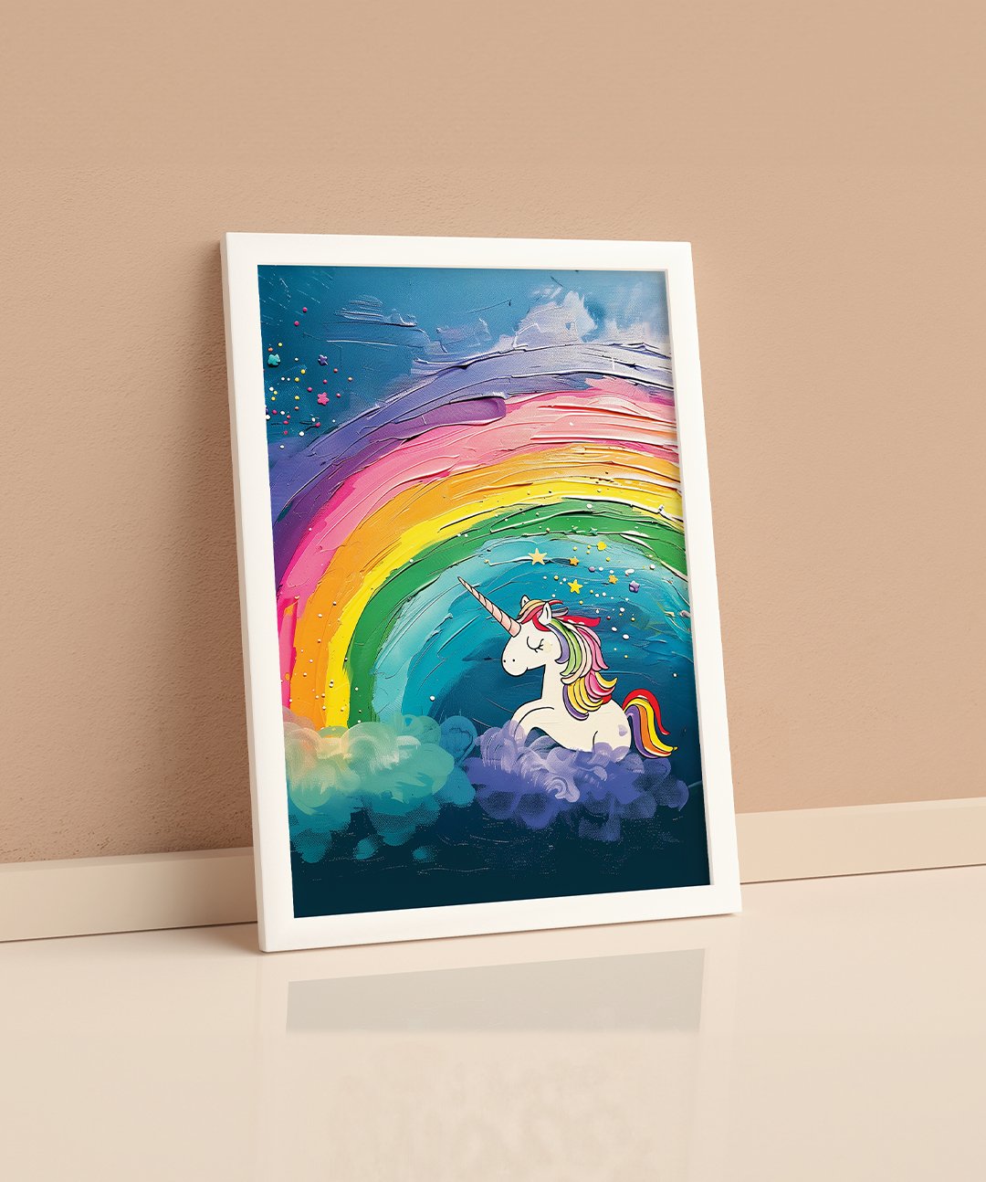 In the Heart of Fantasy, the Unicorn Land - Words On Wall - A4 - White Frame - In the Heart of Fantasy, the Unicorn Land