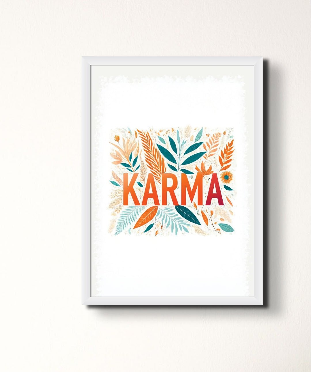 Karma - Words On Wall - - A4 - White Frame - Karma