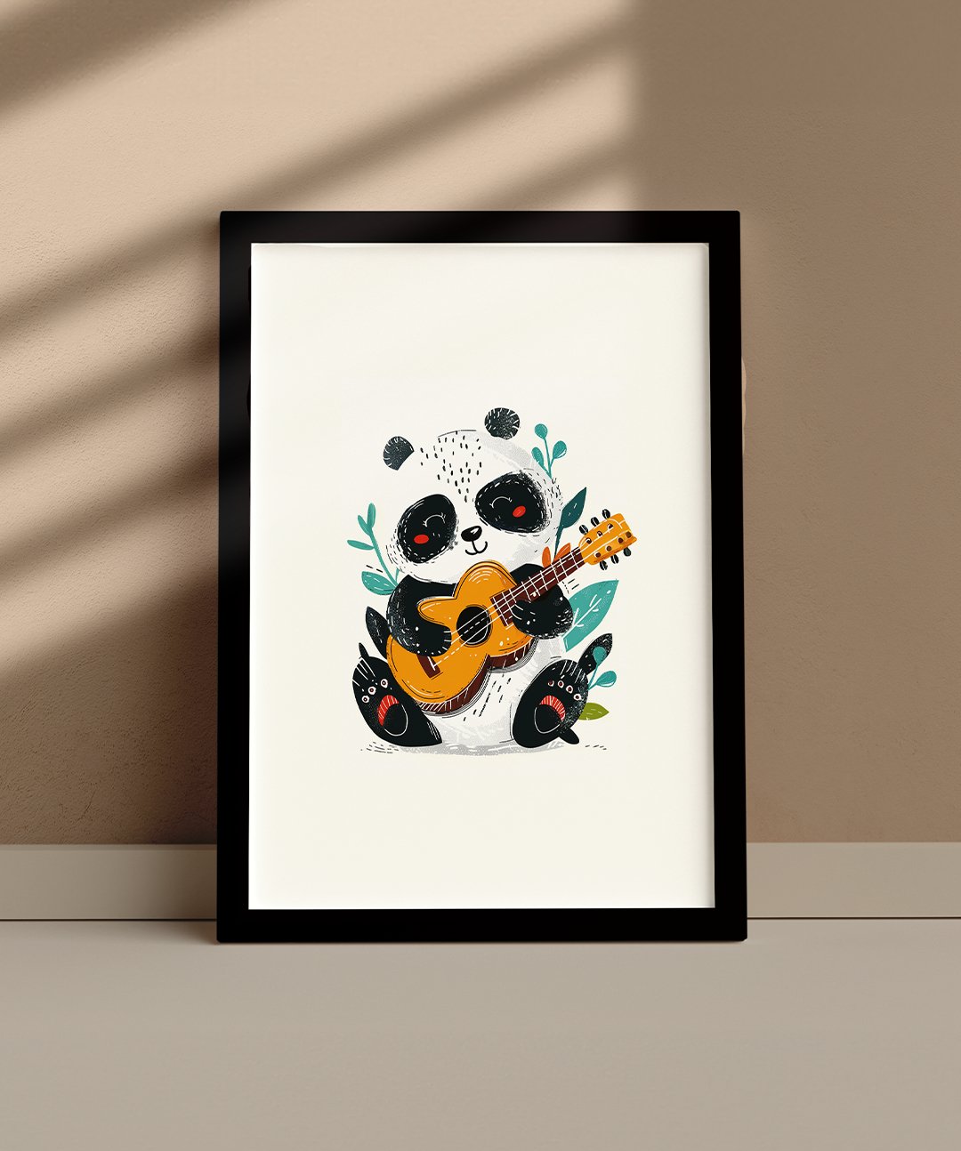 Panda with Strings - Words On Wall - A4 - Black Frame - Panda with Strings