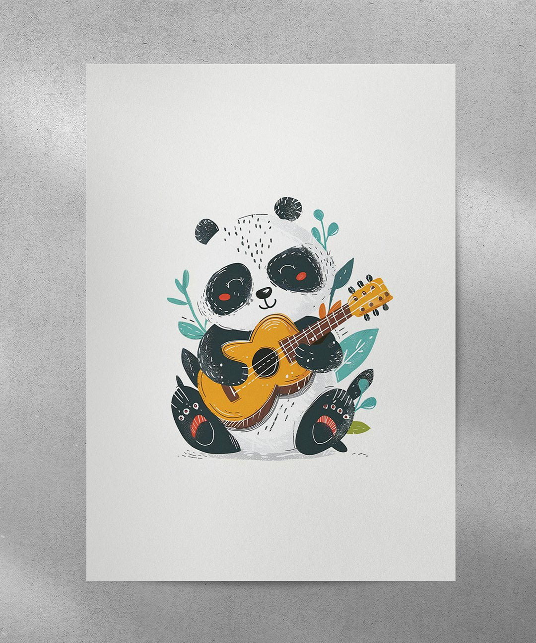 Panda with Strings - Words On Wall - A4 - No Frame - Panda with Strings