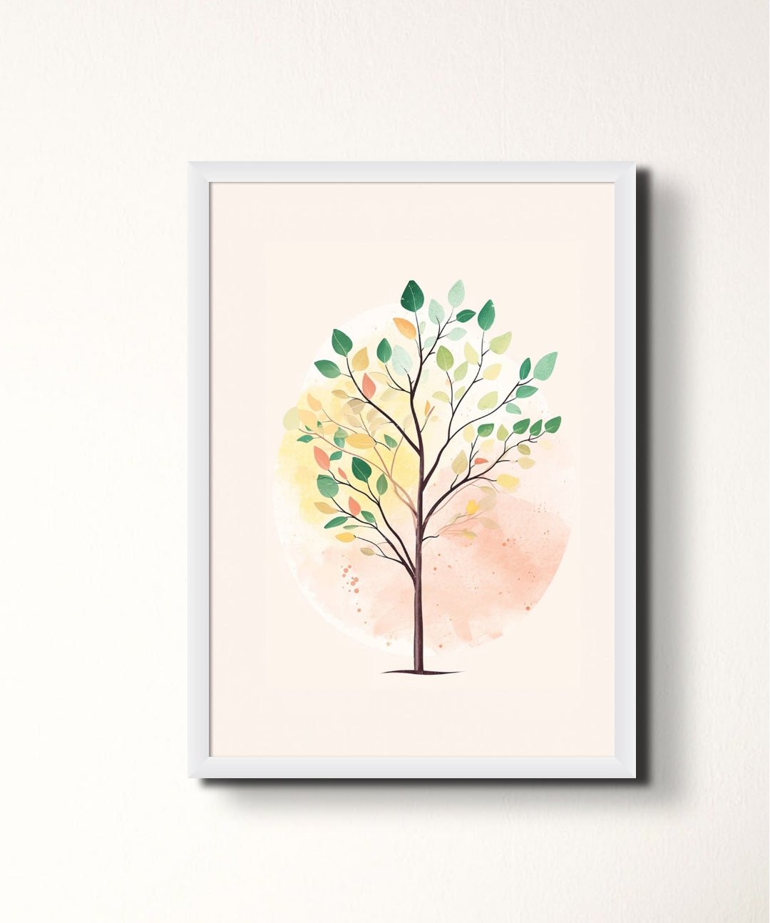 Serenity Tree - Words On Wall - - A4 - White Frame - Serenity Tree