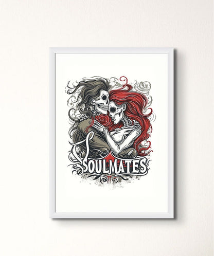 Soulmates-2 - Words On Wall - - A3 - White Frame - Soulmates-2