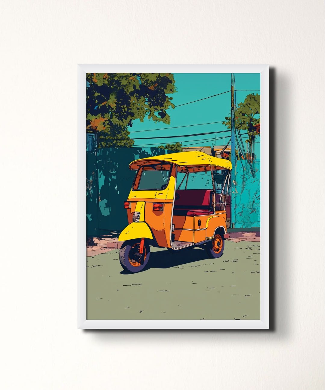 Tuk-Tuk - Words On Wall - - A4 - White Frame - Tuk-Tuk