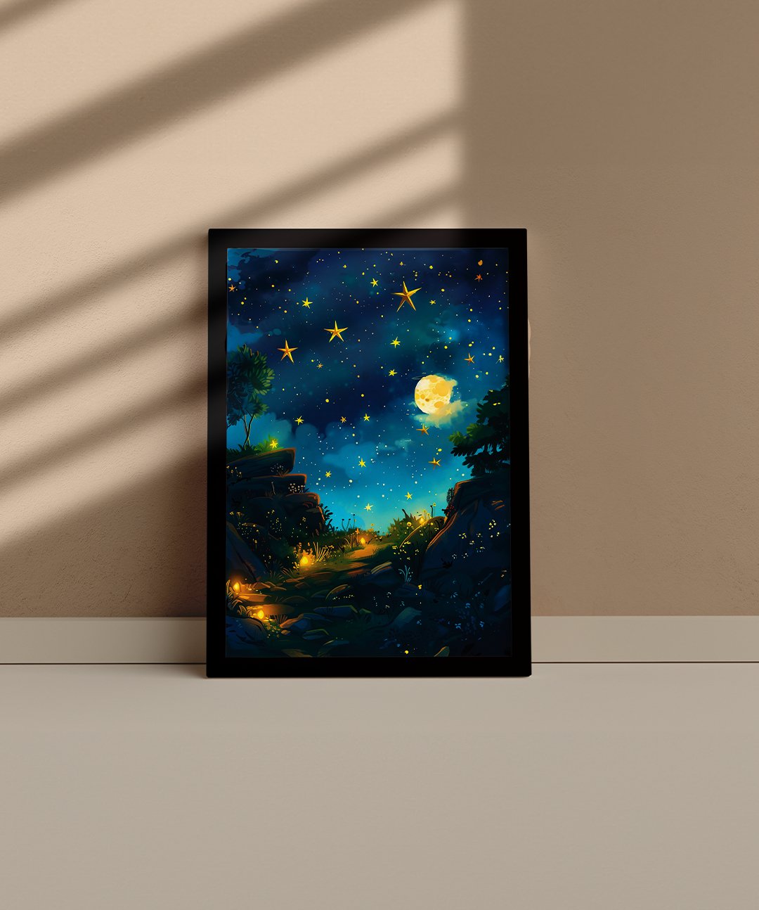 Where the Stars Guide Your Dreams Across the Sky - Words On Wall - A4 - Black Frame - Where the Stars Guide Your Dreams Across the Sky