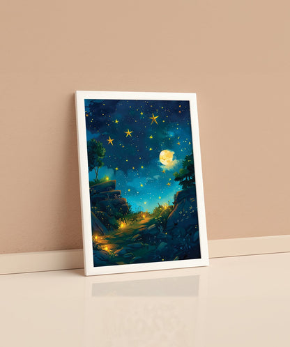 Where the Stars Guide Your Dreams Across the Sky - Words On Wall - A4 - White Frame - Where the Stars Guide Your Dreams Across the Sky